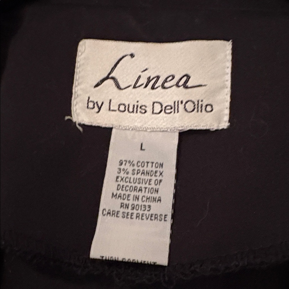 Linea by Louis Dell'Olio Black jacket and pant suit with Colorful Embellishments - Picture 4 of 8